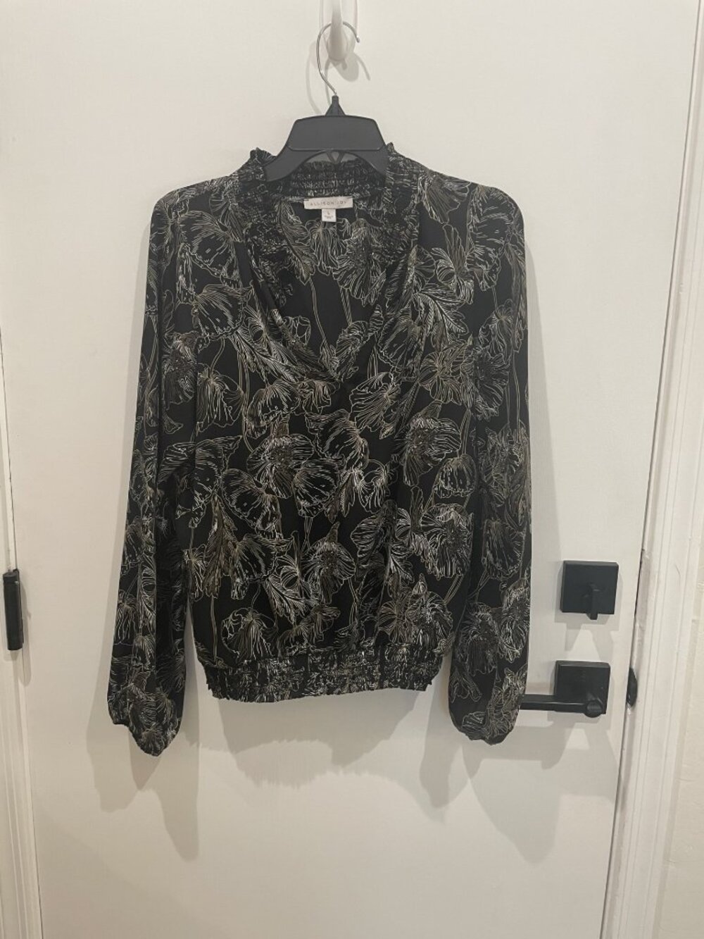 Allison Joy floral popover blouse - elastic hem - Size Large - Retail $78
